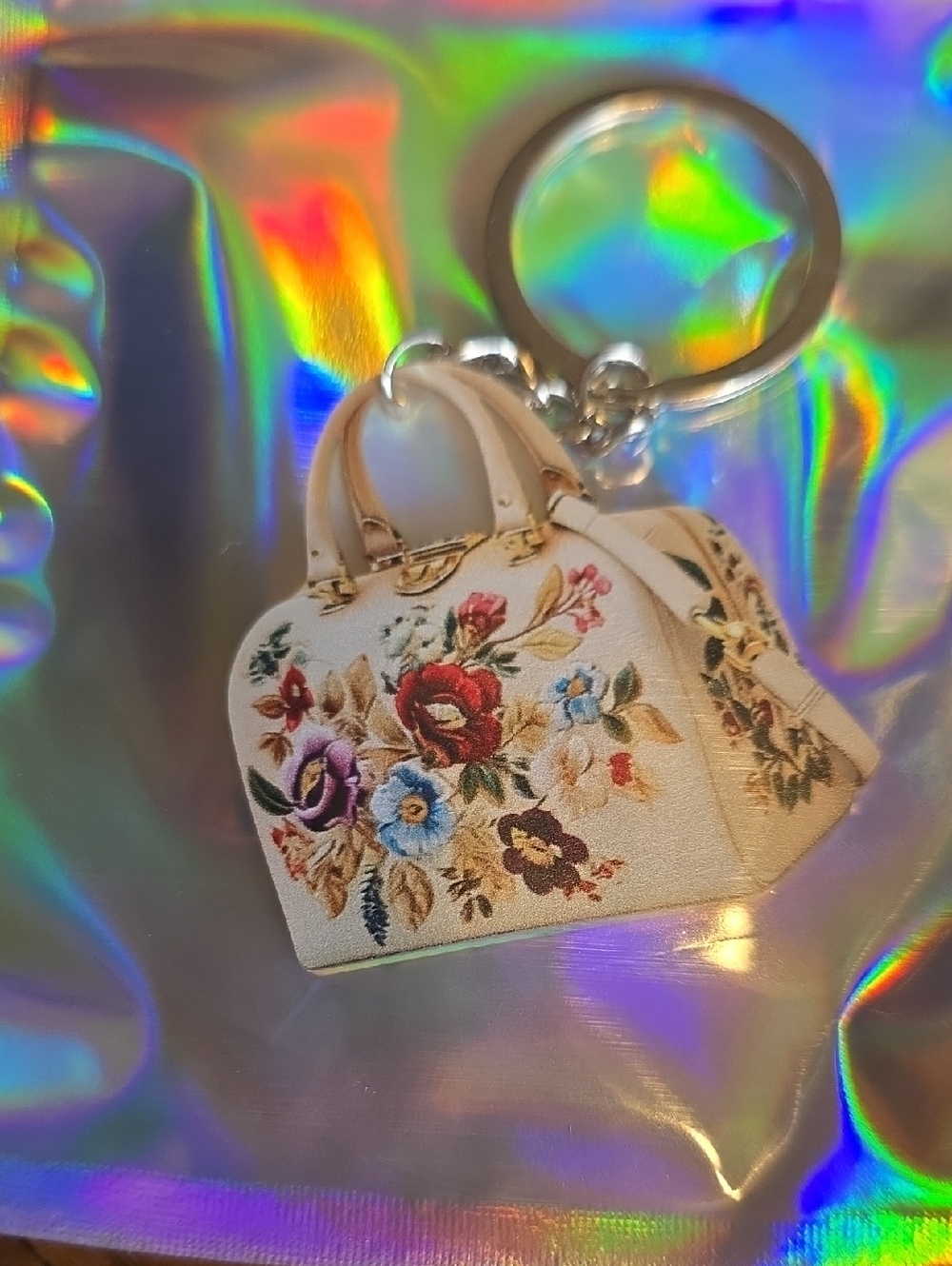 Multicolor Floral Mini Bag Keychain - Women Bags - Picture 8 of 8